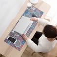 thumbnail image 3 of Long Mouse Pads for Desk,Red Floral Square Pattern Desk Mats on Top Of Desks, Desk Mouse Pad Extra Large with 3mm Non-Slip Base and Stitched Edge for Gaming,Office,Work,Home 31.5"x11.8", 3 of 6