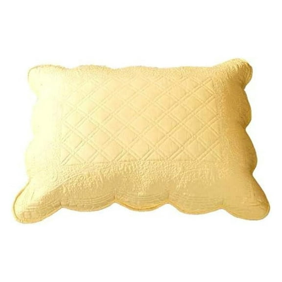 Tache Quilted Solid Yellow Buttercup Matelasse Decorative King 20 x 36 Pillow Cover Sham 1 Piece 36" x 20" (Pack of 1)