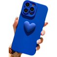 thumbnail image 1 of FFIY Compatible with iPhone 13 Pro Max Case Cute 3D Heart,Luxury Girly Case Soft Liquid Silicone Full Camera Lens Protection Case Design for [ONLY] iPhone 13 Pro Max - 6.7 inch (Blue), 1 of 6