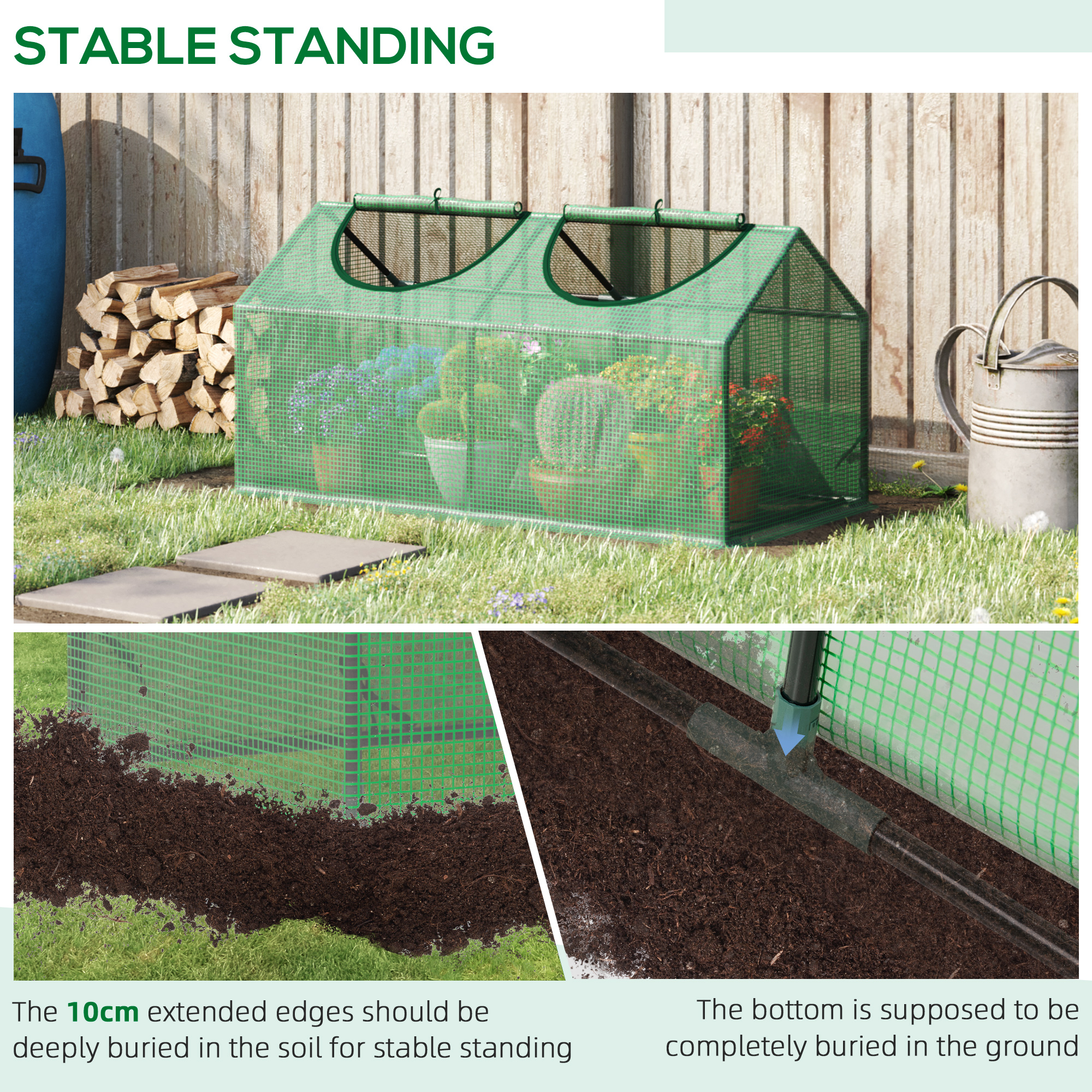 Outsunny 4' x 2' x 2' Mini Greenhouse with 2 Top Windows, Green