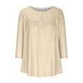 thumbnail image 3 of Pntutb Women Casual Summer Tops Solid T-shirt 3/4 Sleeve Round Neck Ruched Pullover Blouse, 3 of 5
