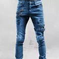 thumbnail image 3 of Hombre Moda Agujero Reparación De Motocicleta Jeans Elástico, 3 of 8