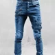 thumbnail image 3 of Hombre Moda Agujero Reparación De Motocicleta Jeans Elástico, 3 of 8