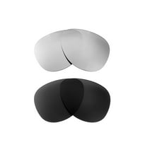 Walleva Polarized Titanium + Black Replacement Lenses For Oakley Elmont M Sunglasses