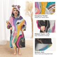 thumbnail image 3 of FORMRS Wearable Blanket Hoodie with Sleeves for Kids Cozy Flannel Sweatshirt, Colorful Black, 3 of 7