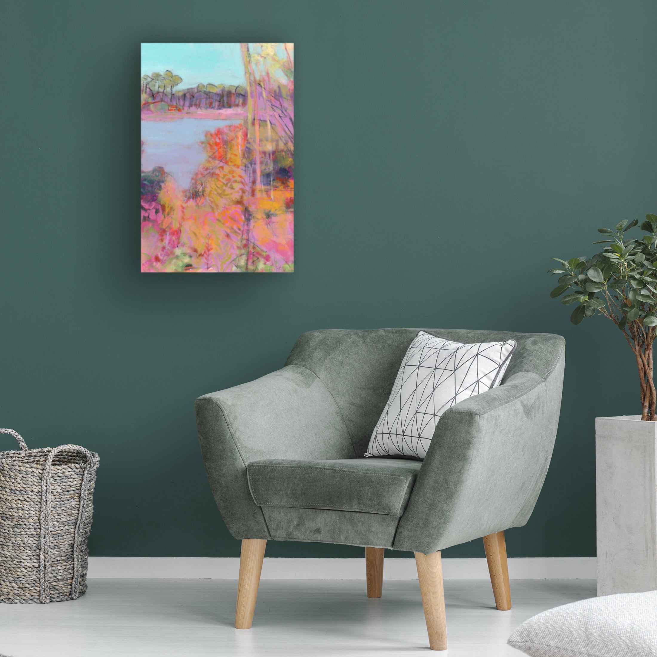 Canvas Wall Art - Chrissie Havers 'Autumn Colours Around A Pond' Wall Art for Living Room, Bedroom, or Office Décor by Trademark Fine Art - 16 x 24 Inches