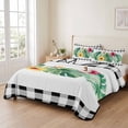 thumbnail image 2 of Quilts Twin Size Bedding Set, Black Plaid Summer Botanical Lightweight Quilted Comforter, Tropical Monstera Spring Floral Soft Bedspread Coverlet with Pillow Covers for All Season, 68" x 86", 2 of 9