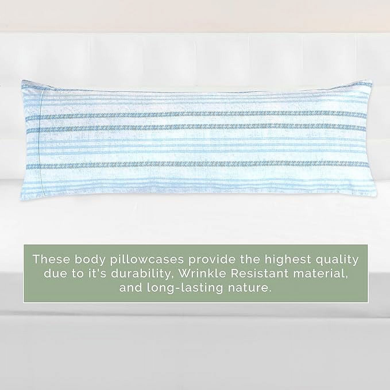 Elegant Comfort Striped Print Body Pillowcase, 1500 Series Hotel Quality Microfiber, Soft and Smooth with Hidden Zipper Closure, Body Pillowcase, Traci Aqua