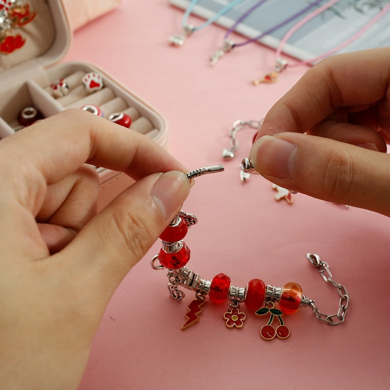 Evjurcn 66Pcs Bangle Bracelet Making Kit DIY Jewelry Making Kit Charm Bracelet  Making Kit Including Beads Pendants Ropes Bracelets Art Craft Gift for Girl  Teen Women Adult Valentines Day 