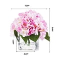 thumbnail image 4 of Enova Home Artificial Silk Hydrangea Flowers Arrangement in Cube Glass Vase With Faux Water For Home Office Decoration (Pink), 4 of 4