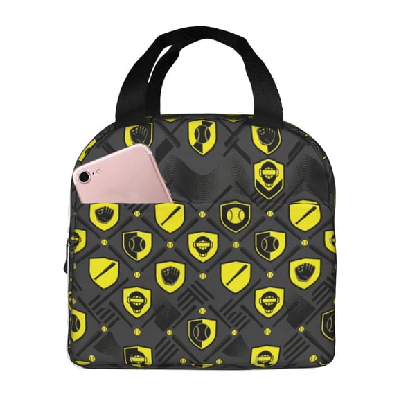 Baseball Lunch Bag, Thermal Lunch Box Insulated Cooler Tote, Reusable Water-Resistant Meal Prep Carrier For Women & Men, Office Work, Travel, And Beach