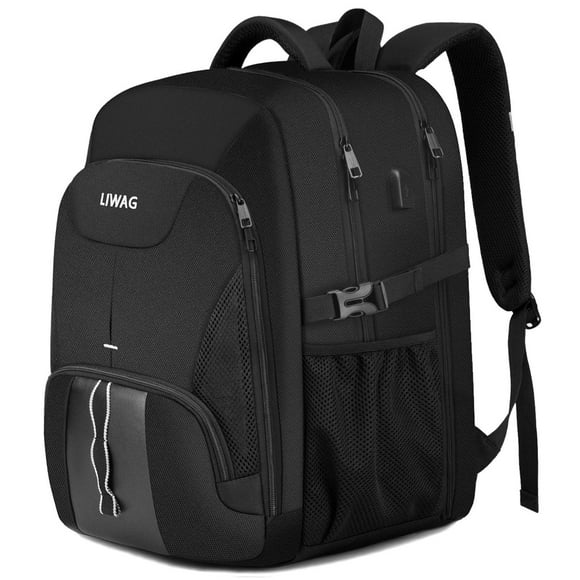 Grand Sac à Dos pour Hommes Durable Voyage Ordinateur Portable 50L avec Port de Charge USB, Résistant à l'Eau 17.3 Pouces Sac d'Ordinateur, TSA Amical Grande Entreprise Anti-Vol Travail Collège