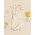 thumbnail image 6 of Aojekbee Baby Girl Summer Romper Cute Crochet Flower Sleeveless Tie Strap Bodysuit Newborn Playsuit, 6 of 10