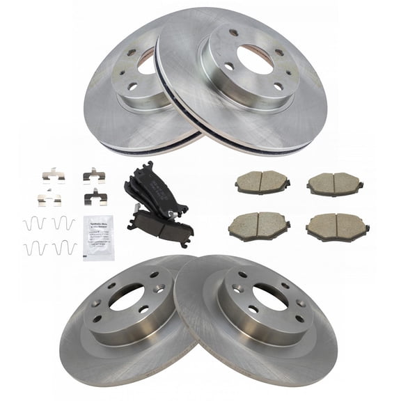 TRQ Front and Rear Brake Pad & Rotor Kit Brake Pads Brake Rotor Ceramic Fits Select 1994-2005 Mazda Miata