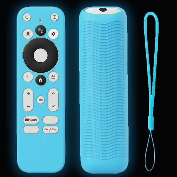 TOKERSE Silicone Case Compatible with Onn TV 4K/HD Streaming Device Voice Remote Control Cover with Lanyard Glow in The Dark - Blue