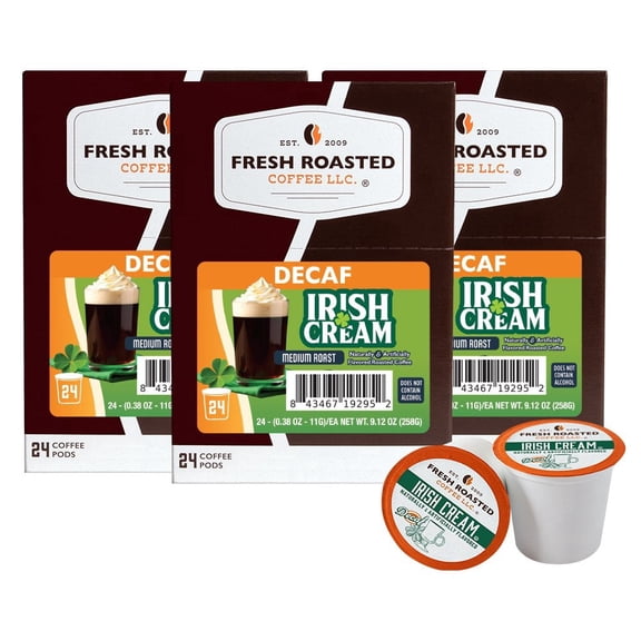 Fresh Roasted Coffee's Flavored Coffee Collection, Decaf Irish Cream, 72 K-compatible Pods