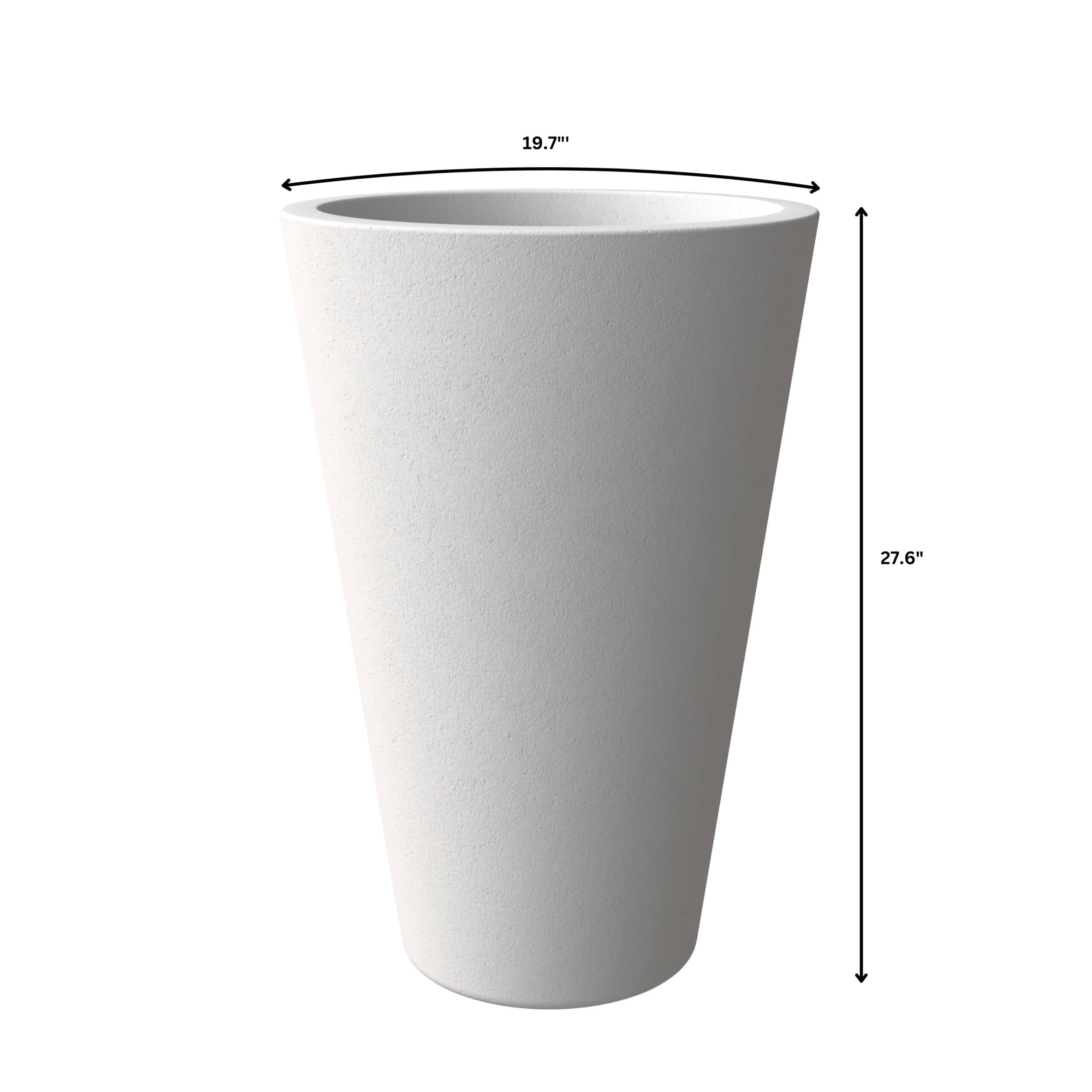 LeisureMod Pebble Fiberstone and MGO Clay Planter, Mid-Century Modern Tapered Round Planter Pot for Indoor and Outdoor (White, 28 Inch)