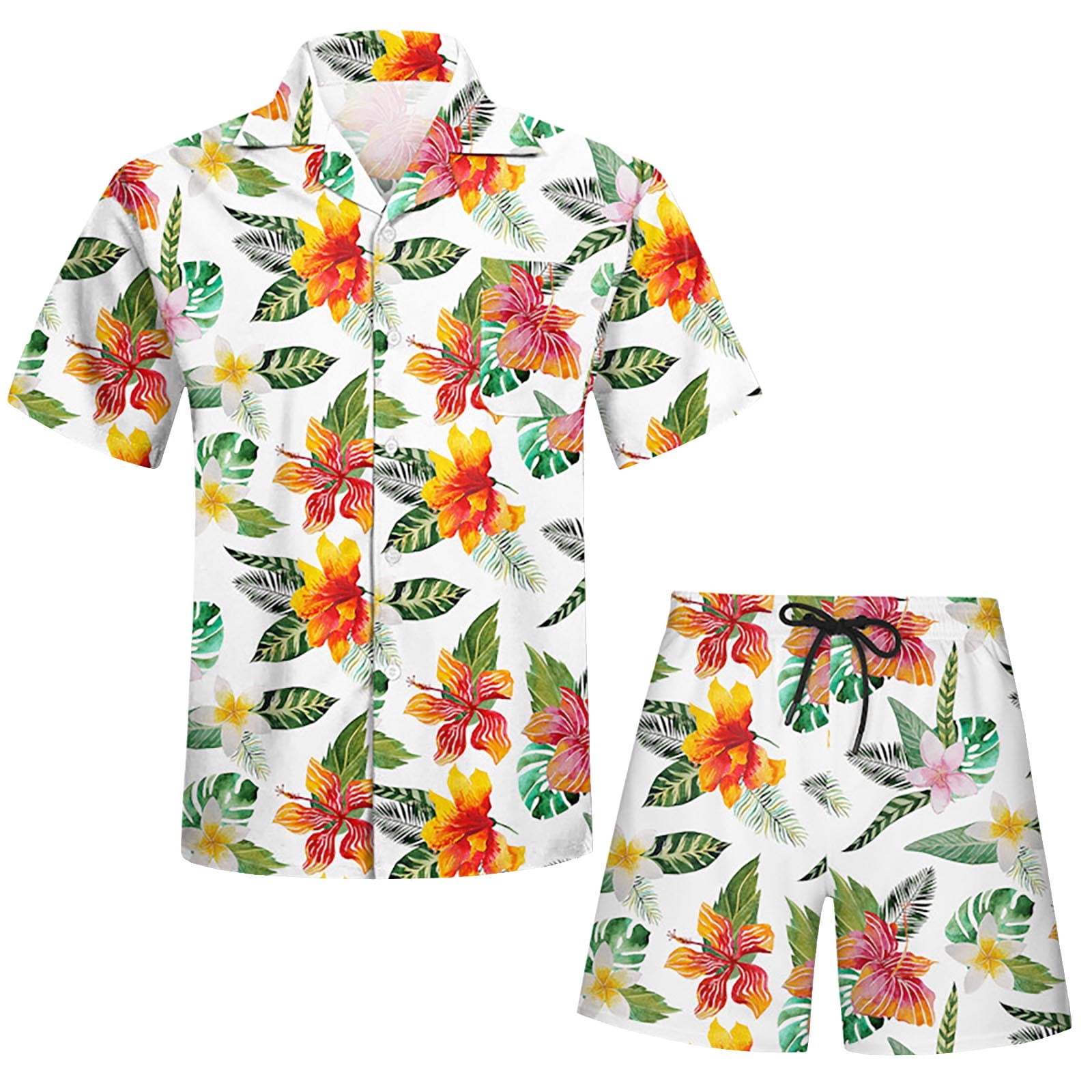 Sngxgn Mens Short suits 2 Piece Outfits Mens Floral Hawaiian Outfits 2 ...