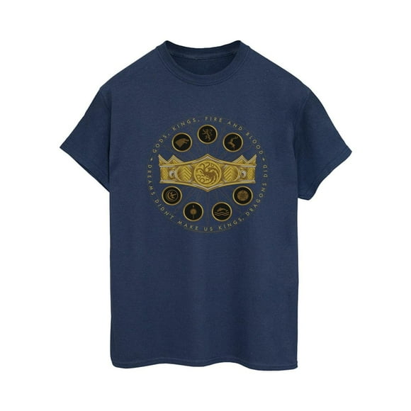 Game Of Thrones: House Of The Dragon Womens Gods Kings Fire And Blood Cotton Boyfriend T-Shirt