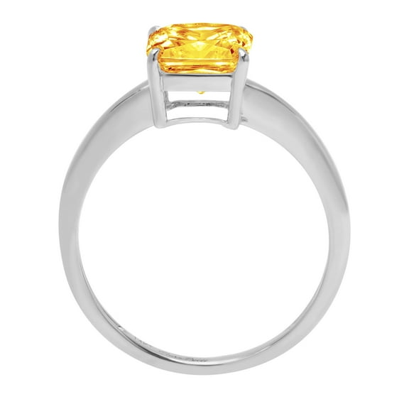 1.5 ct Asscher Cut Natural Citrine Solitaire Engagement Ring for Women in 18K White Gold