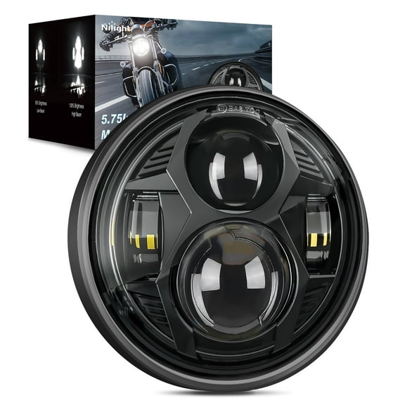Nilight 5-3/4 5.75inch Motorcycles LED Headlight Compatible with Harley Davidson Sportster Iron 883 Dyna Street Bob Super Wide Glide Low Rider Night Rod Train Softail