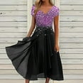 thumbnail image 1 of Qiopertar Robes d'Été pour Femmes Imprimé Floral Manches Courtes Col en V Robe Plissée Fluide Grandes Économies de Vacances! Moins de 5$ jusqu'à 90 % de Réduction, 1 of 5