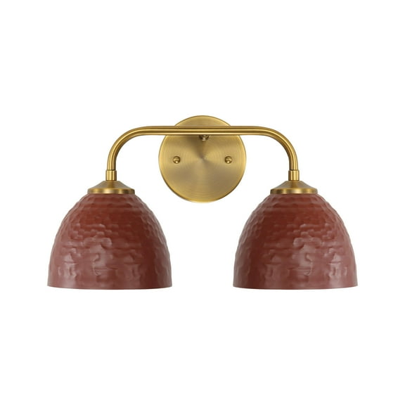 Golden Lighting Shepard 2-light Vanity in Modern Brass and Russet Clay shade
