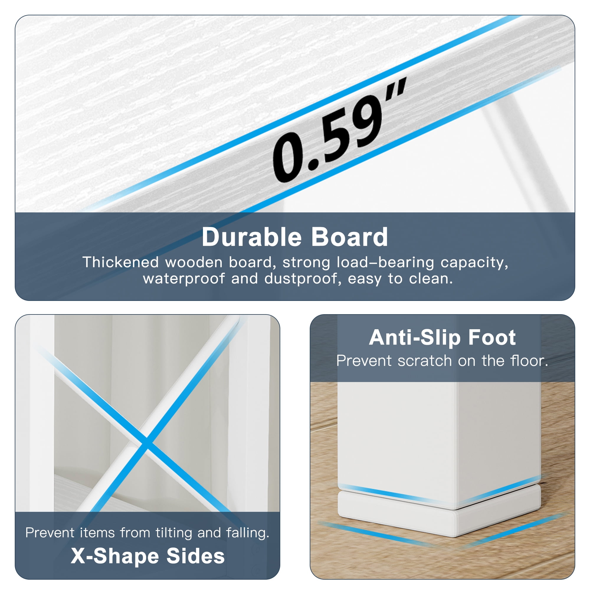 Demi Bonn 7 Tier Corner Bookshelf, Bookshelves, Open Etagere Bookcase Shelf Storage Organizer, Storage Shelving Unit for Bedroom, Living Room and Home Office, White