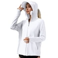 thumbnail image 2 of Dweltoz Womens Upf 50+ Sun Hoodie Shirts with Mask and Brim Lightweight Cooling Athletic Rash Guard Long Sleeve Full Zip Sunscreen Clothes,White One Size, 2 of 4