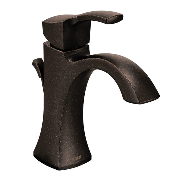 Moen Voss Oil Rubbed Bronze One-Handle High-Arc Bathroom Faucet with Drain Assembly for Single-Hole Sink