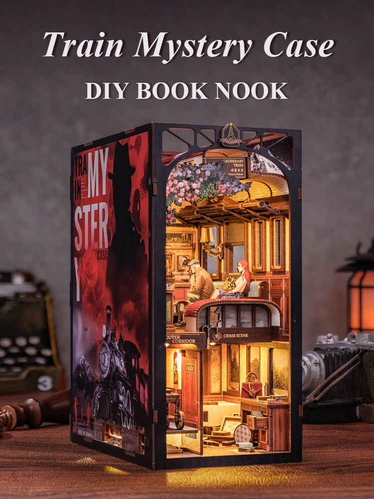 Tradeopia Puzzle 3D en Bois Train Mystère Kit DIY pour Décoration de Bibliothèque