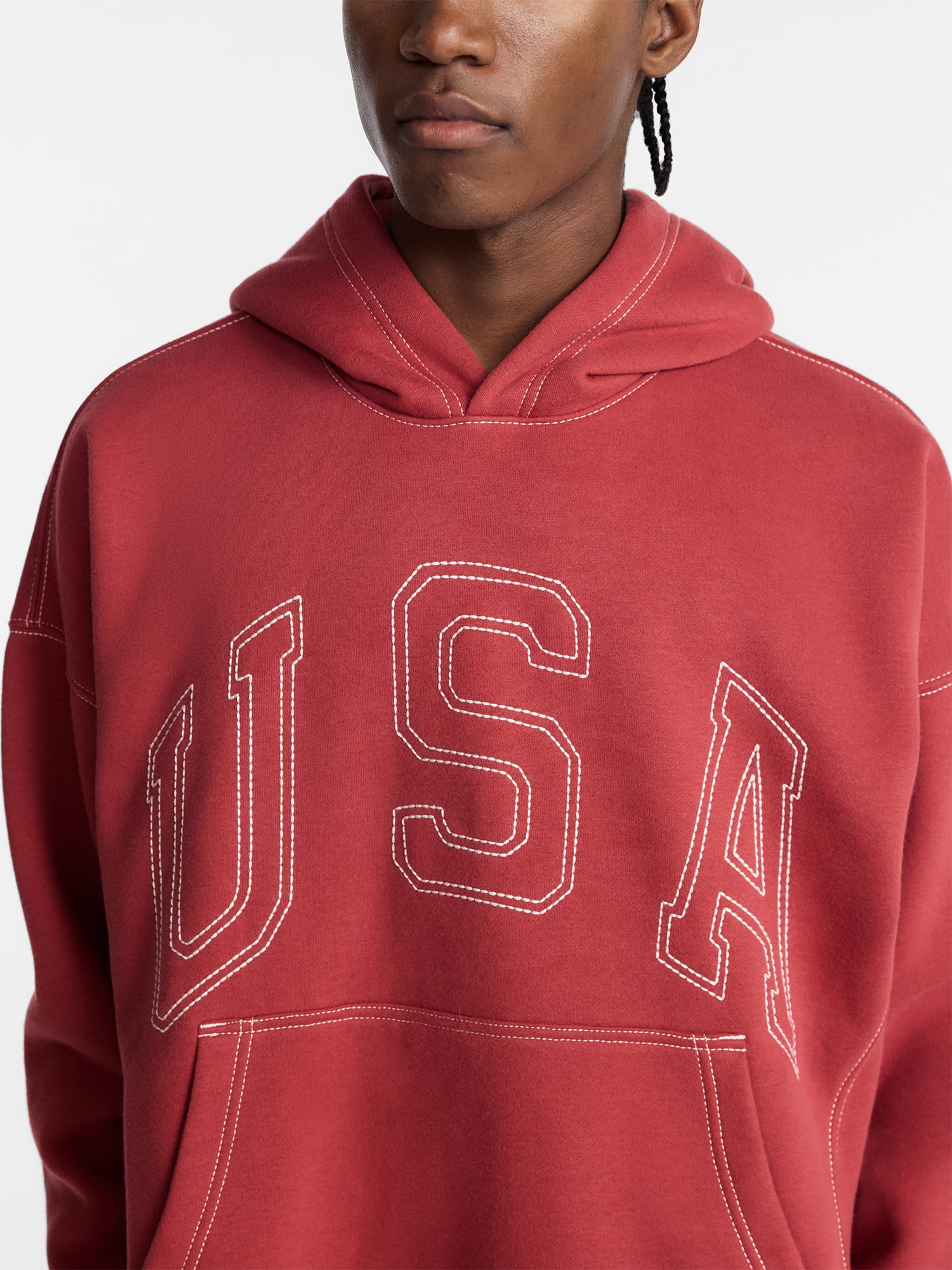 No Boundaries USA Hoodie with Embroidery, Men's XS-4XLT
