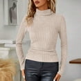 thumbnail image 6 of Wlynlyn Womens Long Sleeve Tops Turtleneck Thermal Underwear Tops Ribbed Knit Basic Slim Lightweight Fall Fashion Top, 6 of 7