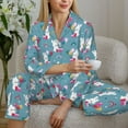thumbnail image 5 of KLL Rabbit And Rainbow Print Women's Long Sleeve Pajamas with Pants Sleepwear Loungewear 2 Set-Small, 5 of 7