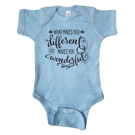 

Inktastic What Makes You Different Makes You Wonderful in Black Gift Baby Boy or Baby Girl Bodysuit