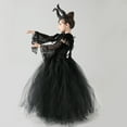 thumbnail image 6 of IBTOM CASTLE Kids Girls Witch Costume Handmade Knitted Tulle Dress Evil Queen Dress up Costume for Halloween Carnival Cosplay 8-10 Years Black 5pcs, 6 of 8