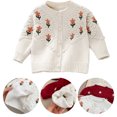thumbnail image 3 of Hukapapa, suéter de invierno para niña, nuevo cárdigan bordado de punto para bebé, abrigo, ropa de lana para bebé, blanco 90cm, 3 of 5