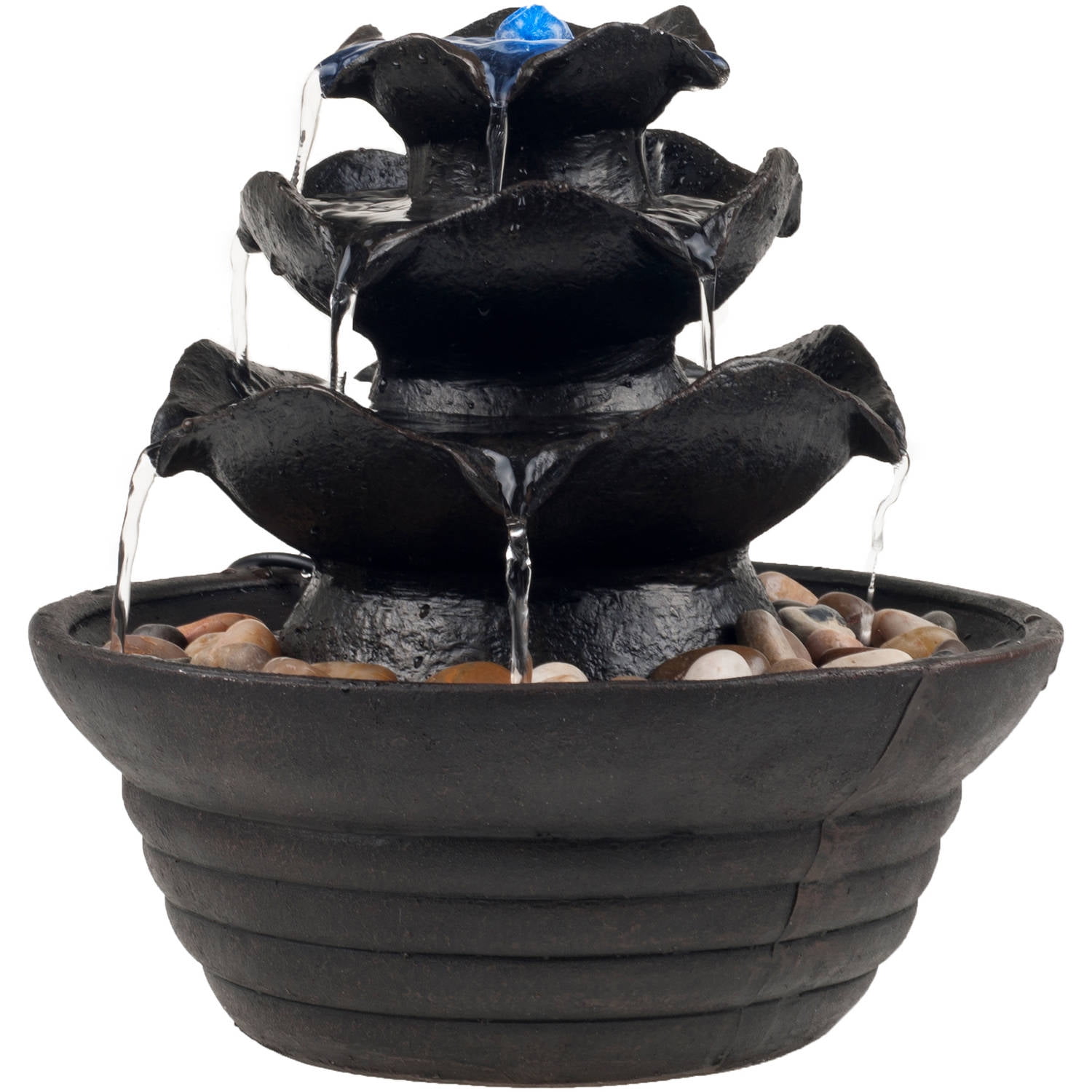 Indoor Water Fountain With Led Lights Lighted Three Tier Soothing Indoor Water Fountain With Led Lights Lighted Three Tier Soothing Cascading Tabletop Rocks For Office And Home Decor By Pure Garden