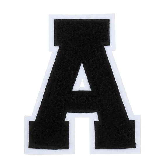 4" Chenille Letter Patches,Black Chenille Initial A-Z Patches (Letter A)