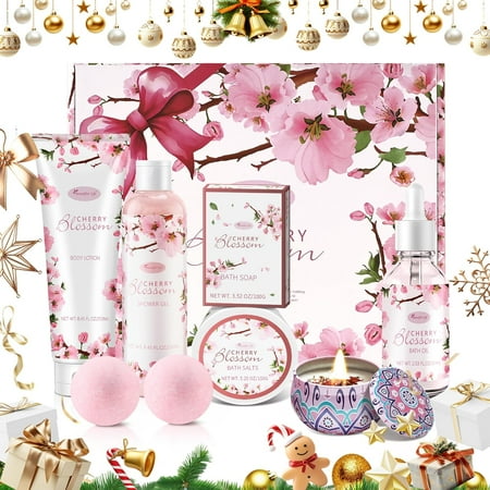 Beautifier Life Cherry Blossom Scented Bath & Body 7 Piece Spa Gift Set