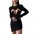 thumbnail image 2 of Vestido de moda de fiesta de club dividido de manga larga con corte asimétrico frontal para mujer XBTCLXEBCO Negro, Chico, 2 of 6