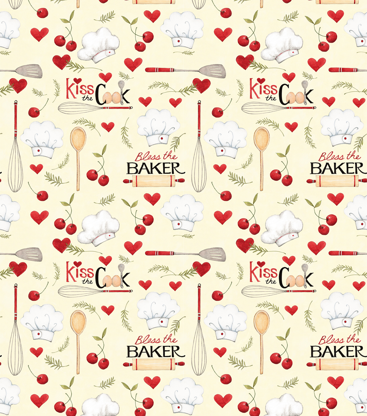 Springs Creative 44" x 36" Cotton Bless The Baker Precut Sewing & Craft Fabric, Cream - image 2 of 3