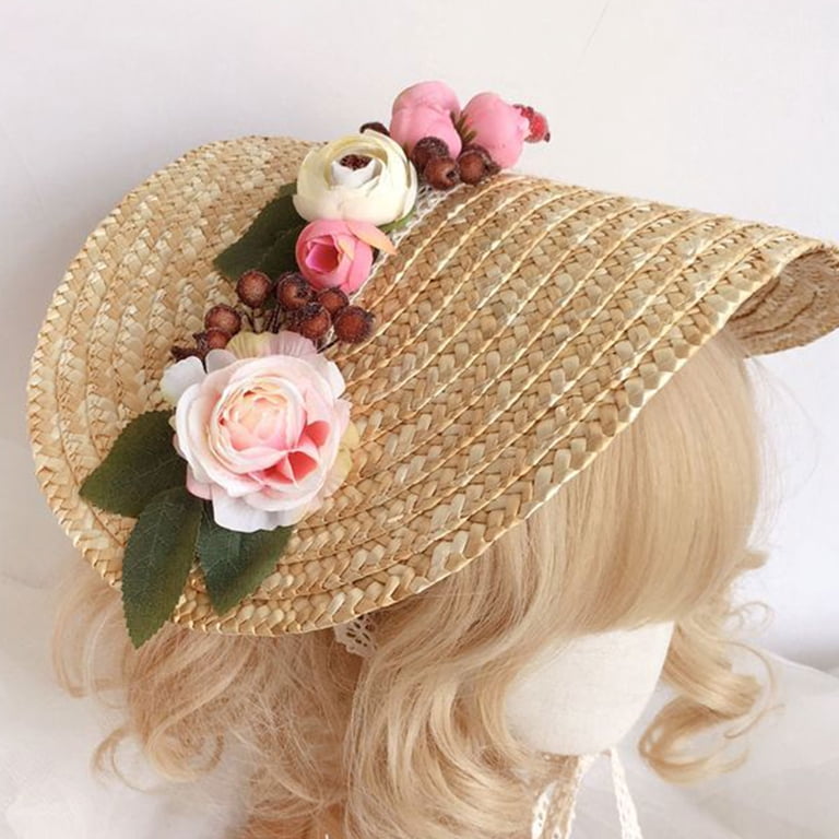 Sweet Lace Flower Ribbon Sunshade Straw Hat Japanese Women Girls