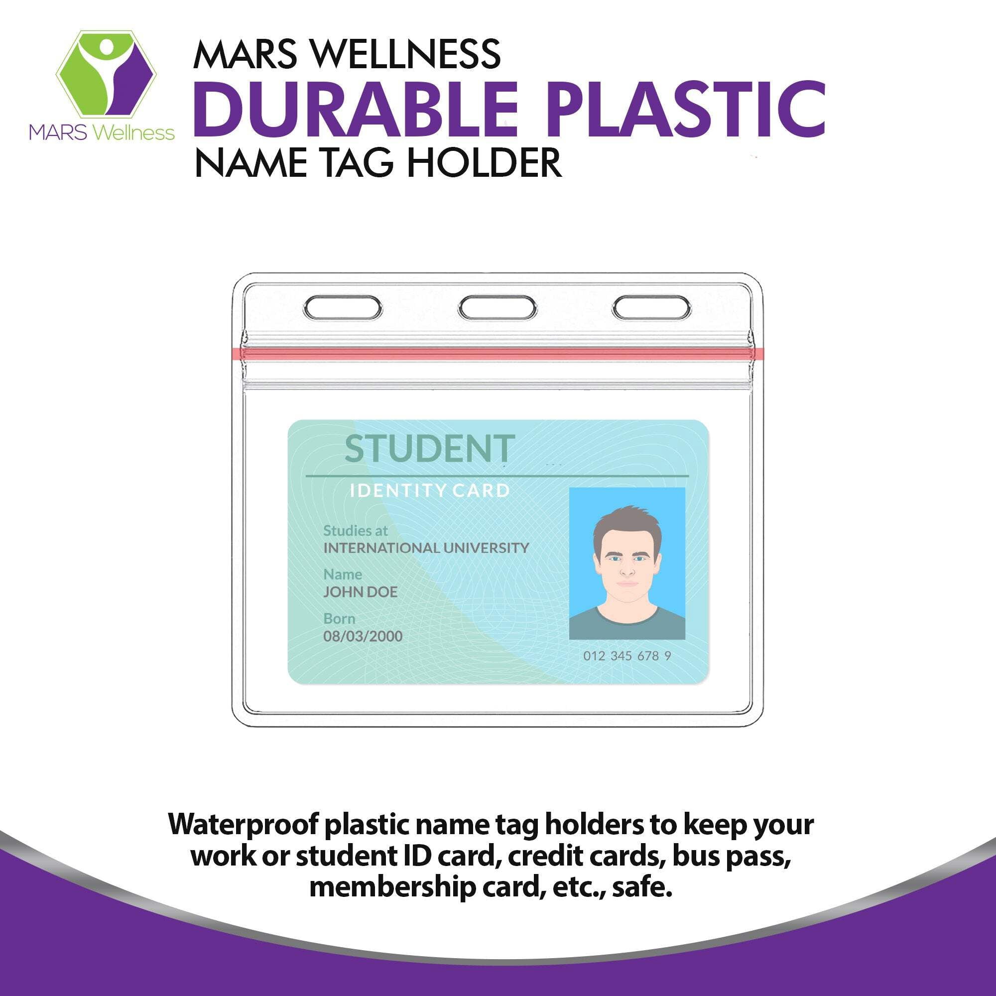 Mars Wellness Durable Badge & ID Holders, Leather Clear, 7.3 oz, 20-Pieces