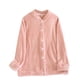 thumbnail image 2 of Pijama de manga larga para mujer, color liso, cuello en V, manga larga, elástico, de poliéster, 2 of 3