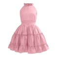 thumbnail image 7 of Ruyang Teen Girls Halter Sleeveless Dresses Ruffle Hem Slim Fit A-Line Swing Dresses Summer Trendy Solid Casual Breathable Skirts, 7 of 7
