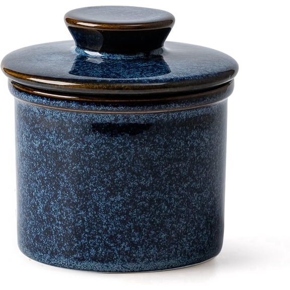 XELA Ceramic Butter Dish Modern Blue Microwave Safe