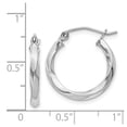 thumbnail image 2 of 925 Sterling Silver Polished Hollow tube Hinged post Twisted Hoop Earrings 21x20mm Wide 2.5mm Thick Hoop Earring for Wom, 2 of 2