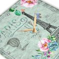 thumbnail image 3 of 3dRose, Paris France Eiffel-tower Shabby floral Text Illustration Vintage, 15x15 Wall Clock, 3 of 7