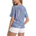 thumbnail image 4 of MISS MOLY Women's Shiny Tops Holographic Metallic Shirt Shimmer Glitter Sparkle Party Disco Tee Shirt Blouse for Birthday Party, 4 of 5